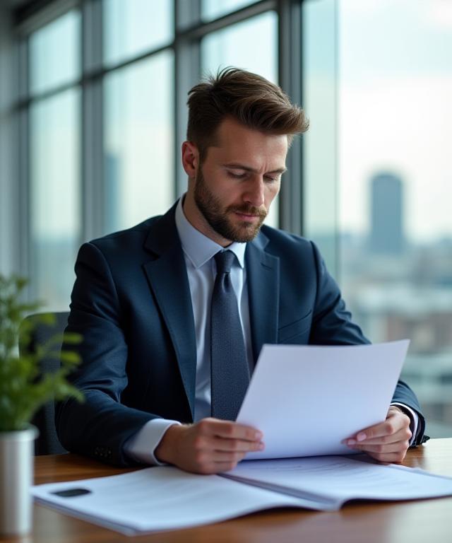 Professional lawyer reviewing UK employment law documents in a London office
